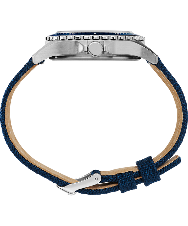 Montre Navi XL 41 mm Logo NASA sur le cadran Bracelet en tissu Acier inoxydable/Bleu/Blanc large