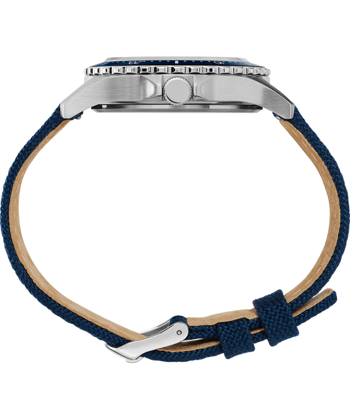 Montre Navi XL 41 mm Logo NASA sur le cadran Bracelet en tissu Acier inoxydable/Bleu/Blanc large