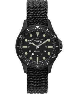 Montre Navi Harbor 38&nbsp;mm Bracelet en tissu Noir/Noir large
