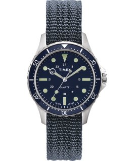 Montre Navi Harbor 38&nbsp;mm Bracelet en tissu Bleu/Bleu large