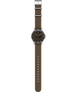 Montre Navi Ocean 38&nbsp;mm Bracelet en tissu &eacute;lastique Acier inoxydable/Noir large
