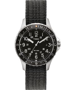 Montre Navi Ocean 38&nbsp;mm Bracelet en tissu Acier inoxydable/Gris/Noir large