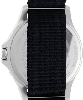 Montre Navi XL 41&nbsp;mm Bracelet en tissu une pi&egrave;ce Acier inoxydable/Bleu large