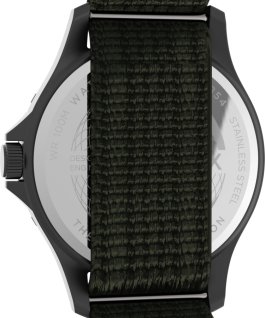 Montre Navi XL 41&nbsp;mm Bracelet en tissu une pi&egrave;ce Gris m&eacute;tallique/Vert/Blanc large