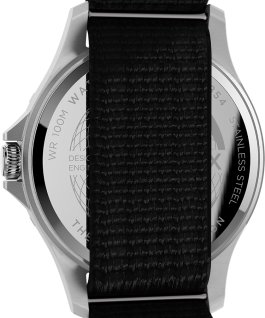 Montre Navi XL 41&nbsp;mm Bracelet en tissu une pi&egrave;ce Acier inoxydable/Noir large