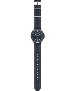 Montre Navi Depth 38&nbsp;mm Bracelet en tissu Acier inoxydable/Bleu large