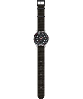 Montre Navi World Time 38&nbsp;mm Bracelet en tissu Acier inoxydable/Noir large