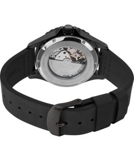 Montre automatique Navi XL 41&nbsp;mm Bracelet en cuir Acier inoxydable/Noir/Noir large