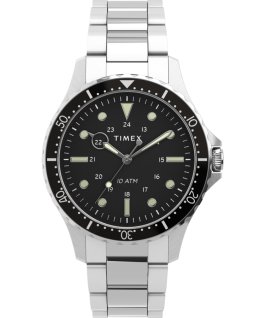 Montre Navi XL 41&nbsp;mm Bracelet en acier inoxydable Acier inoxydable/Noir large