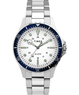 Montre Navi XL 41&nbsp;mm Bracelet en acier inoxydable Acier inoxydable/Blanc large