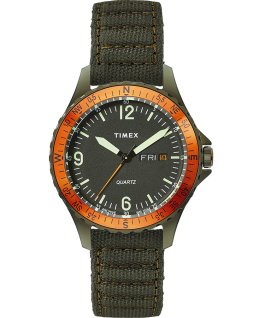 Montre Navi Land 38&nbsp;mm Bracelet en tissu Vert/Vert/Noir large
