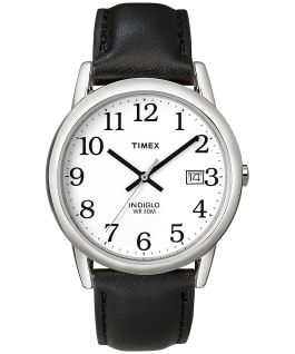 Easy Reader 35mm Leather Watch with Date Silver-Tone/Black/White large