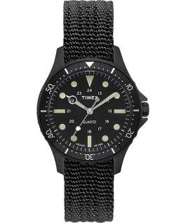 Montre Navi Harbor 38&nbsp;mm Bracelet en tissu Noir/Noir large