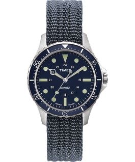 Montre Navi Harbor 38&nbsp;mm Bracelet en tissu Bleu/Bleu large