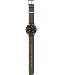 Montre Navi Ocean 38&nbsp;mm Bracelet en tissu &eacute;lastique Acier inoxydable/Noir large