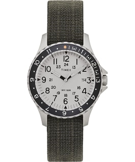 Montre Navi Ocean 38&nbsp;mm Bracelet en tissu &eacute;lastique Acier inoxydable/Vert/Bleu/Noir large