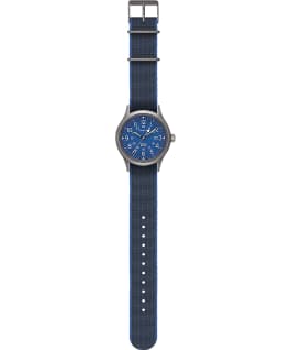 Montre Allied 40&nbsp;mm Bracelet en tissu &eacute;lastique Argent&eacute;/Noir large