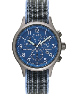 Montre chronom&egrave;tre Allied 42&nbsp;mm Bracelet en tissu &eacute;lastique Argent&eacute; large