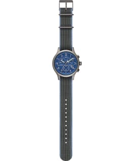 Montre chronom&egrave;tre Allied 42&nbsp;mm Bracelet en tissu &eacute;lastique Argent&eacute; large