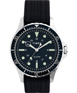Montre Navi XL 41&nbsp;mm Bracelet en tissu une pi&egrave;ce Acier inoxydable/Bleu large