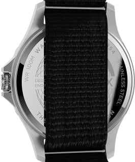 Montre Navi XL 41&nbsp;mm Bracelet en tissu une pi&egrave;ce Acier inoxydable/Noir large
