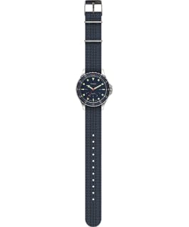 Montre Navi Depth 38&nbsp;mm Bracelet en tissu Acier inoxydable/Bleu large