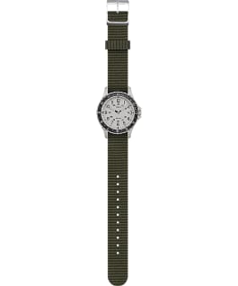 Montre Navi Ocean 38&nbsp;mm Bracelet en tissu r&eacute;versible Acier inoxydable/Vert/Bleu large