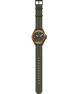 Montre Navi Land 38&nbsp;mm Bracelet en tissu Acier inoxydable/Vert/Noir large