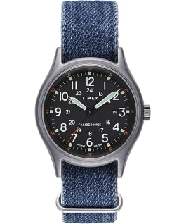 Montre avec bracelet en tissu ArchiveMK1 Aluminum 40&nbsp;mm Argent&eacute;/Bleu/Noir large