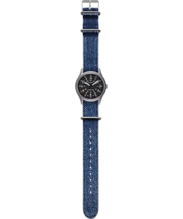 Montre avec bracelet en tissu ArchiveMK1 Aluminum 40&nbsp;mm Argent&eacute;/Bleu/Noir large