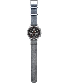 Montre chronom&egrave;tre Archive Allied 42&nbsp;mm Bracelet en cuir Argent&eacute;/gris/noir large