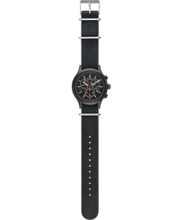 Montre chronom&egrave;tre Archive Allied 42&nbsp;mm Bracelet en cuir Noir/Noir large