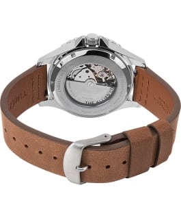 Montre automatique Navi XL 41&nbsp;mm Bracelet en cuir Acier inoxydable/Marron/Vert large
