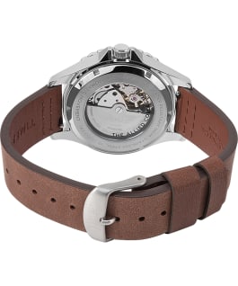 Montre automatique Navi XL 41&nbsp;mm Bracelet en cuir Acier inoxydable/Marron/Rouge large