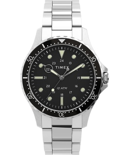 Montre Navi XL 41&nbsp;mm Bracelet en acier inoxydable Acier inoxydable/Noir large