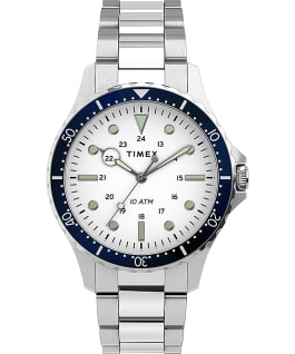 Montre Navi XL 41&nbsp;mm Bracelet en acier inoxydable Acier inoxydable/Blanc large