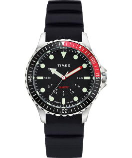 Montre Navi Depth 38&nbsp;mm Bracelet en silicone Acier inoxydable/Noir large