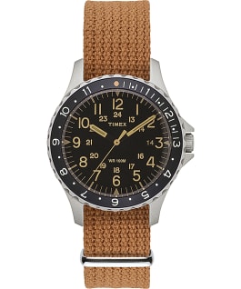 Montre Navi Ocean 38&nbsp;mm Bracelet en tissu Black/Orange large