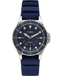 Montre Navi Depth 38&nbsp;mm Bracelet en silicone Blue/Blue large