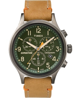 Expedition Scout Chronograph 42mm Leather Watch Gray/Tan/Green large