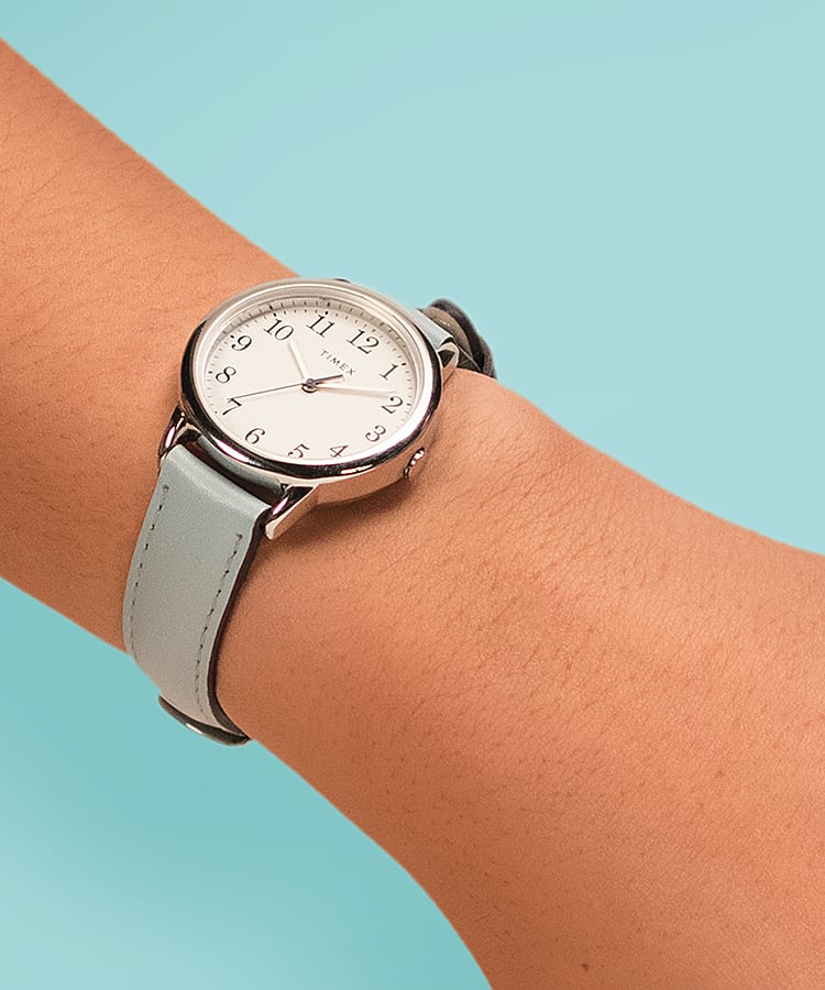 Easy Reader Color Pop 30mm Leather Strap Watch Rose-Gold-Tone/Pink/Cream large