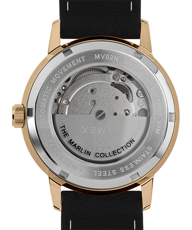 Montre automatique Marlin&reg; 40&nbsp;mm Bracelet en cuir Black/Gold-Tone large