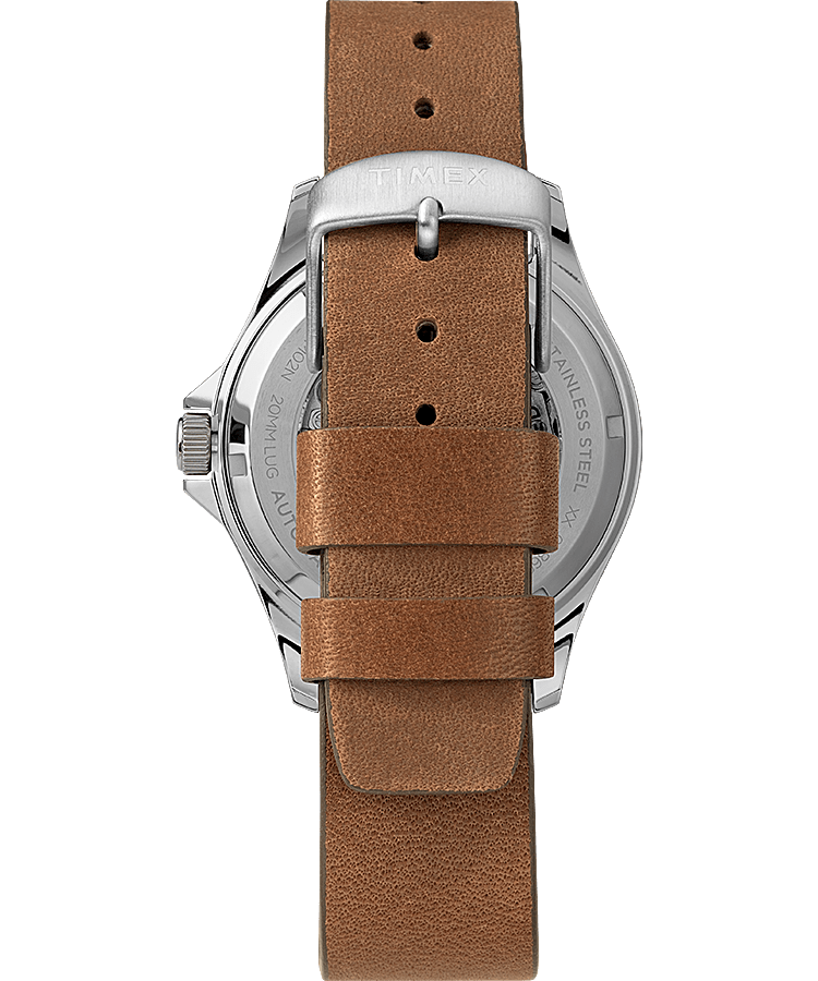 Montre automatique Navi XL 41&nbsp;mm Bracelet en cuir Acier inoxydable/Marron/Vert large