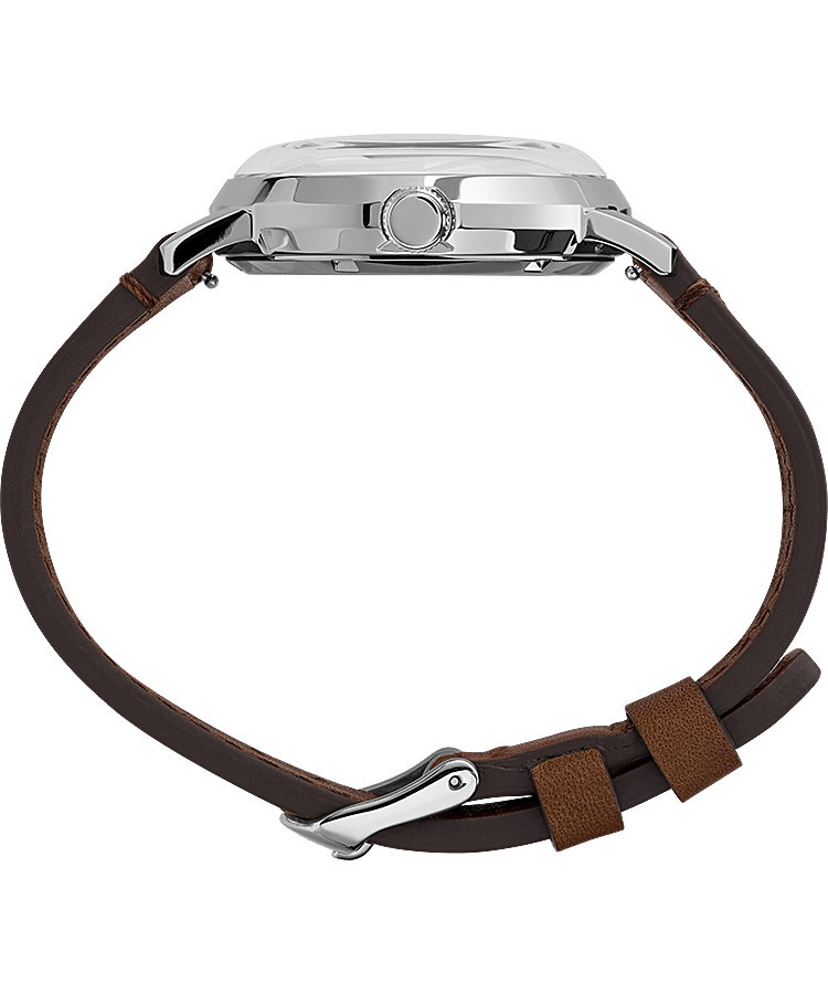 Marlin&reg; Automatic California Dial 40mm Leather Strap Watch Stainless-Steel/Brown/Natural large