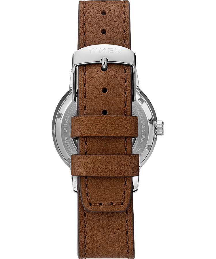 Marlin&reg; Automatic California Dial 40mm Leather Strap Watch Stainless-Steel/Brown/Natural large