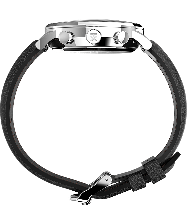 Montre chronom&egrave;tre Waterbury Classic 40&nbsp;mm Bracelet en cuir Acier inoxydable/Noir/Blanc large